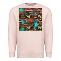 Pale Pink hunting deer american flag seamless pattern Premium Sweatshirt - HRA Design Shop