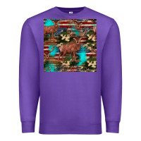 Purple hunting deer american flag seamless pattern Premium Sweatshirt - HRA Design Shop