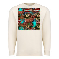 Sandshell hunting deer american flag seamless pattern Premium Sweatshirt - HRA Design Shop