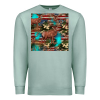 Seafoam hunting deer american flag seamless pattern Premium Sweatshirt - HRA Design Shop