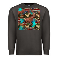 Smoke hunting deer american flag seamless pattern Premium Sweatshirt - HRA Design Shop