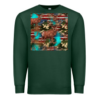 Sports Green hunting deer american flag seamless pattern Premium Sweatshirt - HRA Design Shop
