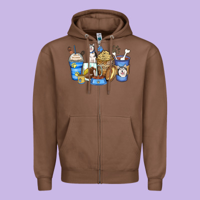 Siberian Husky Coffee Cups Zipper Hoodie Designed By Zillion Design Studio