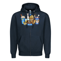 Navy siberian husky coffee cups Zipper Hoodie - Zillion Design Studio