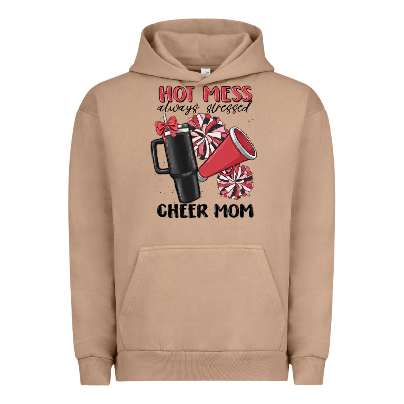 Hot Mess Always Stressed Cheer Mom Urban Hoodie by MaliasSmallBusiness | Teevron