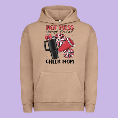 Hot Mess Always Stressed Cheer Mom Urban Hoodie Designed By Maliassmallbusiness