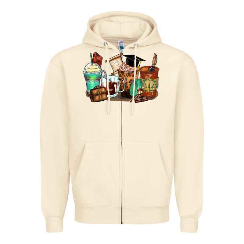 Lawyer Coffee Cups Zipper Hoodie by Zillion Design Studio | Teevron