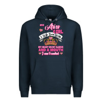 Navy As A Aries Girl I Was Born With My Heart On My Sleeve And A Mouth Premium Hoodie - Jasminsmagicworld