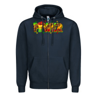 Navy power juneteenth Zipper Hoodie - texasbilliewilder