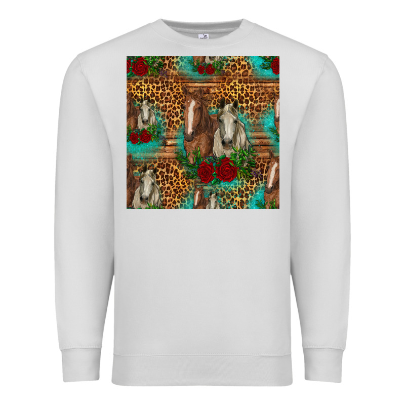 Horses With Roses Seamless Pattern Premium Sweatshirt by HRA Design Shop | Teevron