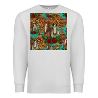 Dove Grey horses with roses seamless pattern Premium Sweatshirt - HRA Design Shop