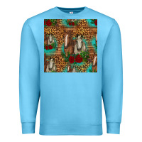 Ocean Blue horses with roses seamless pattern Premium Sweatshirt - HRA Design Shop