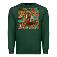 Sports Green horses with roses seamless pattern Premium Sweatshirt - HRA Design Shop