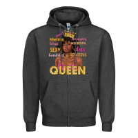 Charcoal Heather queen afro woman Zipper Hoodie - texasbilliewilder