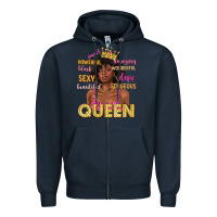 Navy queen afro woman Zipper Hoodie - texasbilliewilder