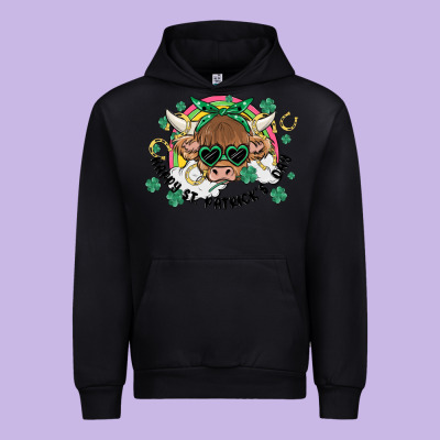 St. Patrick's Day Highland Cow Urban Hoodie Designed By Maliassmallbusiness