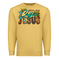 Antique Gold give me coffee jesus Premium Sweatshirt - RacoonDesign