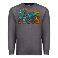Charcoal Heather give me coffee jesus Premium Sweatshirt - RacoonDesign