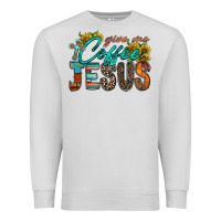 Dove Grey give me coffee jesus Premium Sweatshirt - RacoonDesign