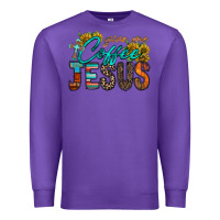 Purple give me coffee jesus Premium Sweatshirt - RacoonDesign