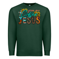 Sports Green give me coffee jesus Premium Sweatshirt - RacoonDesign
