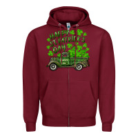 Burgundy Happy st. patrick's day shamrock farm truck Zipper Hoodie - RanaPortraitStore