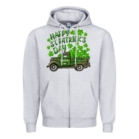 Heather Grey Happy st. patrick's day shamrock farm truck Zipper Hoodie - RanaPortraitStore