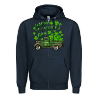 Navy Happy st. patrick's day shamrock farm truck Zipper Hoodie - RanaPortraitStore