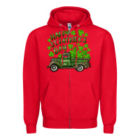 Red Happy st. patrick's day shamrock farm truck Zipper Hoodie - RanaPortraitStore