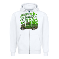 White Happy st. patrick's day shamrock farm truck Zipper Hoodie - RanaPortraitStore