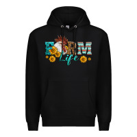 Black Western Farm Life Rooster Head Premium Hoodie - LillyAllenDesigns