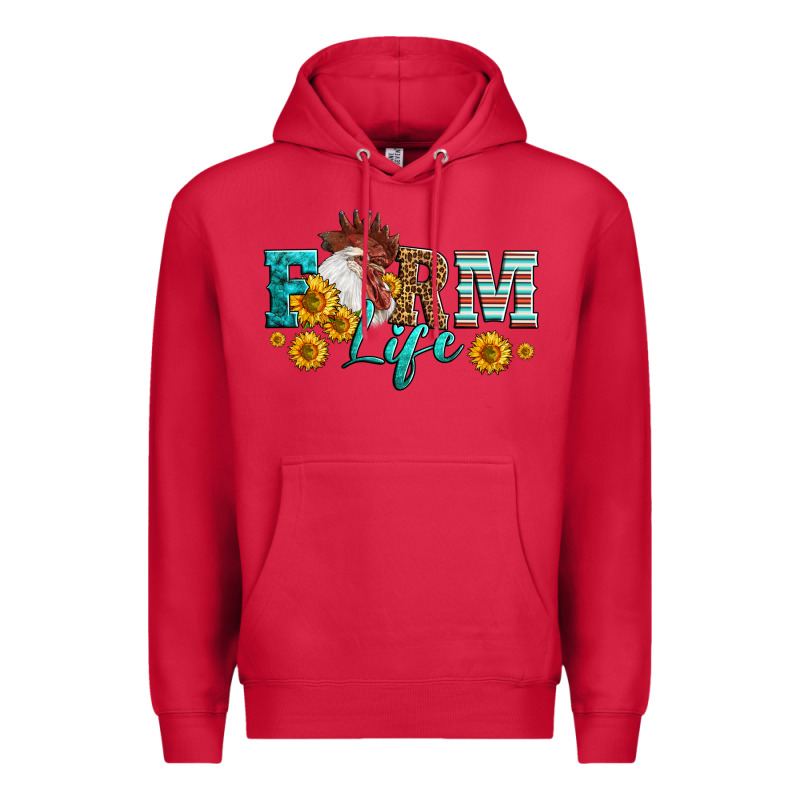 Western Farm Life Rooster Head Premium Hoodie by LillyAllenDesigns | Teevron