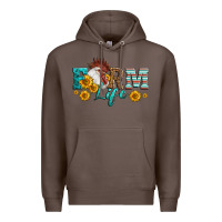 Coffee Western Farm Life Rooster Head Premium Hoodie - LillyAllenDesigns