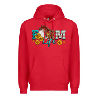 Red Western Farm Life Rooster Head Premium Hoodie - LillyAllenDesigns