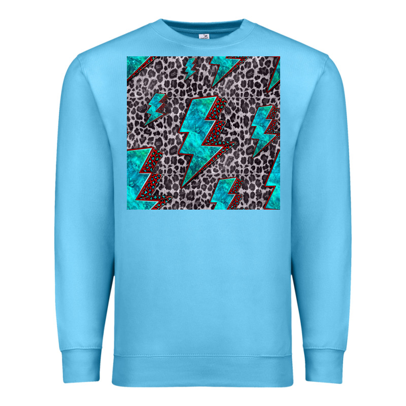 Turquoise Lightning Bolt Seamless Pattern Premium Sweatshirt by HRA Design Shop | Teevron