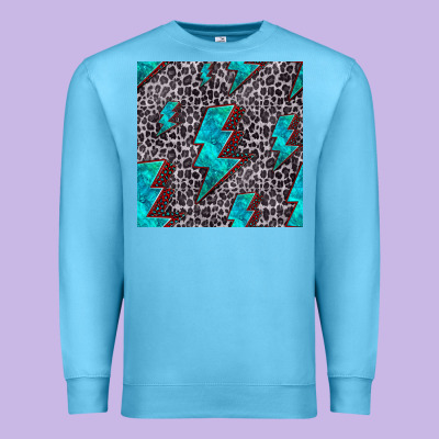 Turquoise Lightning Bolt Seamless Pattern Premium Sweatshirt Designed By Hra Design Shop