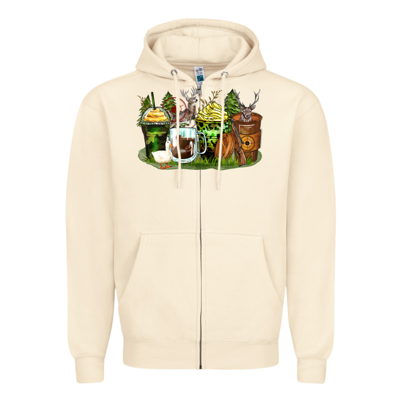 Hunter Coffee Cups Zipper Hoodie by Zillion Design Studio | Teevron