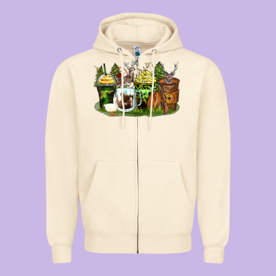Hunter Coffee Cups Zipper Hoodie Designed By Zillion Design Studio