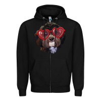 Black Havanese dog with love glasses Zipper Hoodie - RanaPortraitStore
