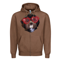 Chestnut Havanese dog with love glasses Zipper Hoodie - RanaPortraitStore