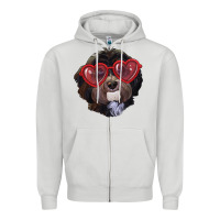 Dove Grey Havanese dog with love glasses Zipper Hoodie - RanaPortraitStore