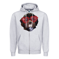 Heather Grey Havanese dog with love glasses Zipper Hoodie - RanaPortraitStore