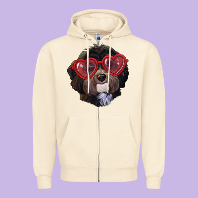 Zipper Hoodie Havanese dog with love glasses