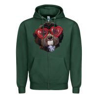 Sports Green Havanese dog with love glasses Zipper Hoodie - RanaPortraitStore
