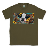 Army Green Baby cow with sunflower and leopard Classic Tee - RanaPortraitStore