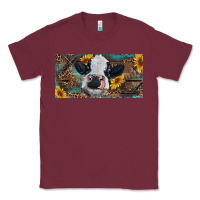 Burgundy Baby cow with sunflower and leopard Classic Tee - RanaPortraitStore
