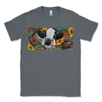 Charcoal Heather Baby cow with sunflower and leopard Classic Tee - RanaPortraitStore