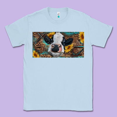 Classic Tee Baby cow with sunflower and leopard