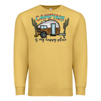 Antique Gold camping is my happy place Premium Sweatshirt - CowhideDigitalArt