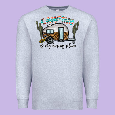 Camping Is My Happy Place Premium Sweatshirt Designed By Cowhidedigitalart